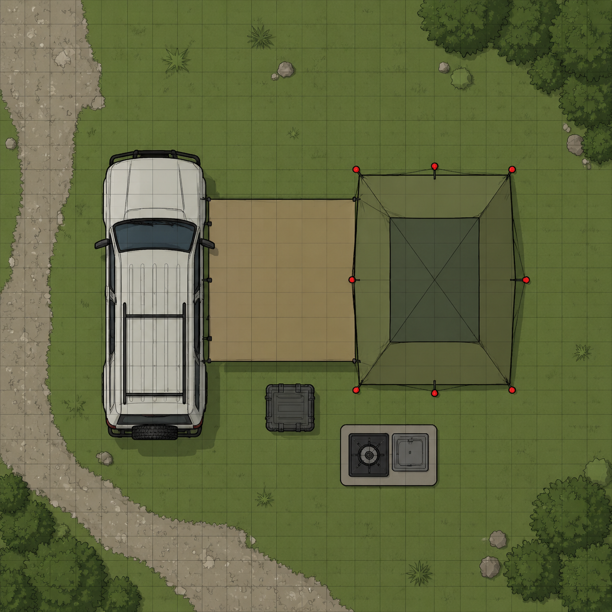 Car-Side Setup top-down pitch board
